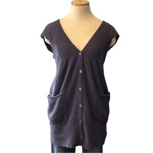 Free People Lambswool Angora Cardigan, Navy Blue, XS